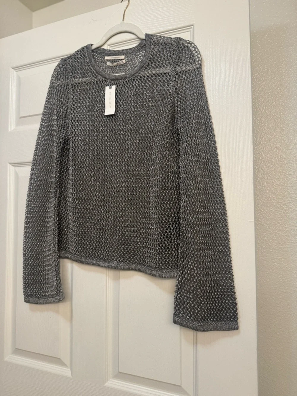 Anthropologie Metallic Open-Stitch Sweater - Picture 6 of 14